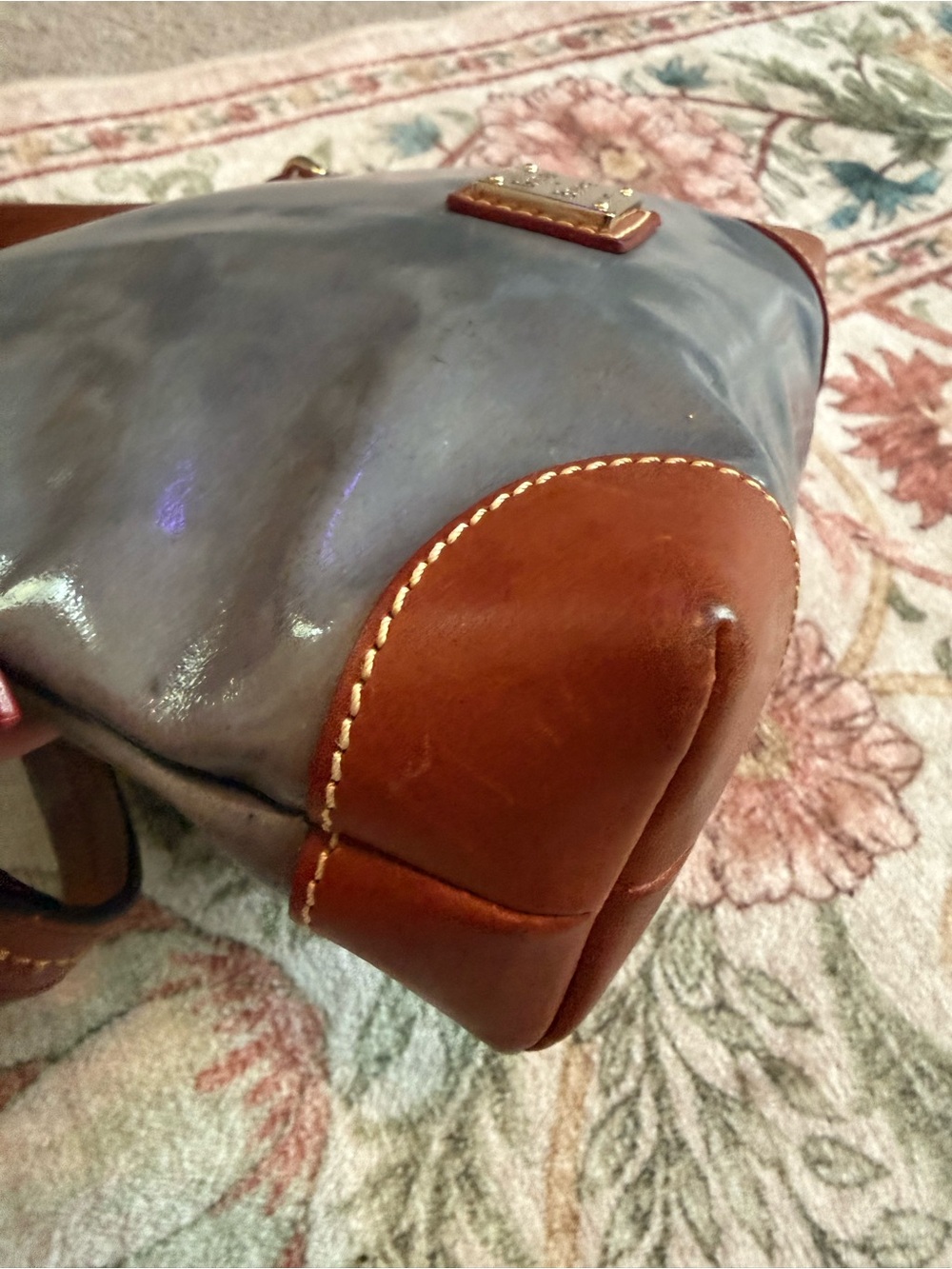 Dooney & Bourke Blue Crossbody with Brown Leather Trim - Picture 8 of 10